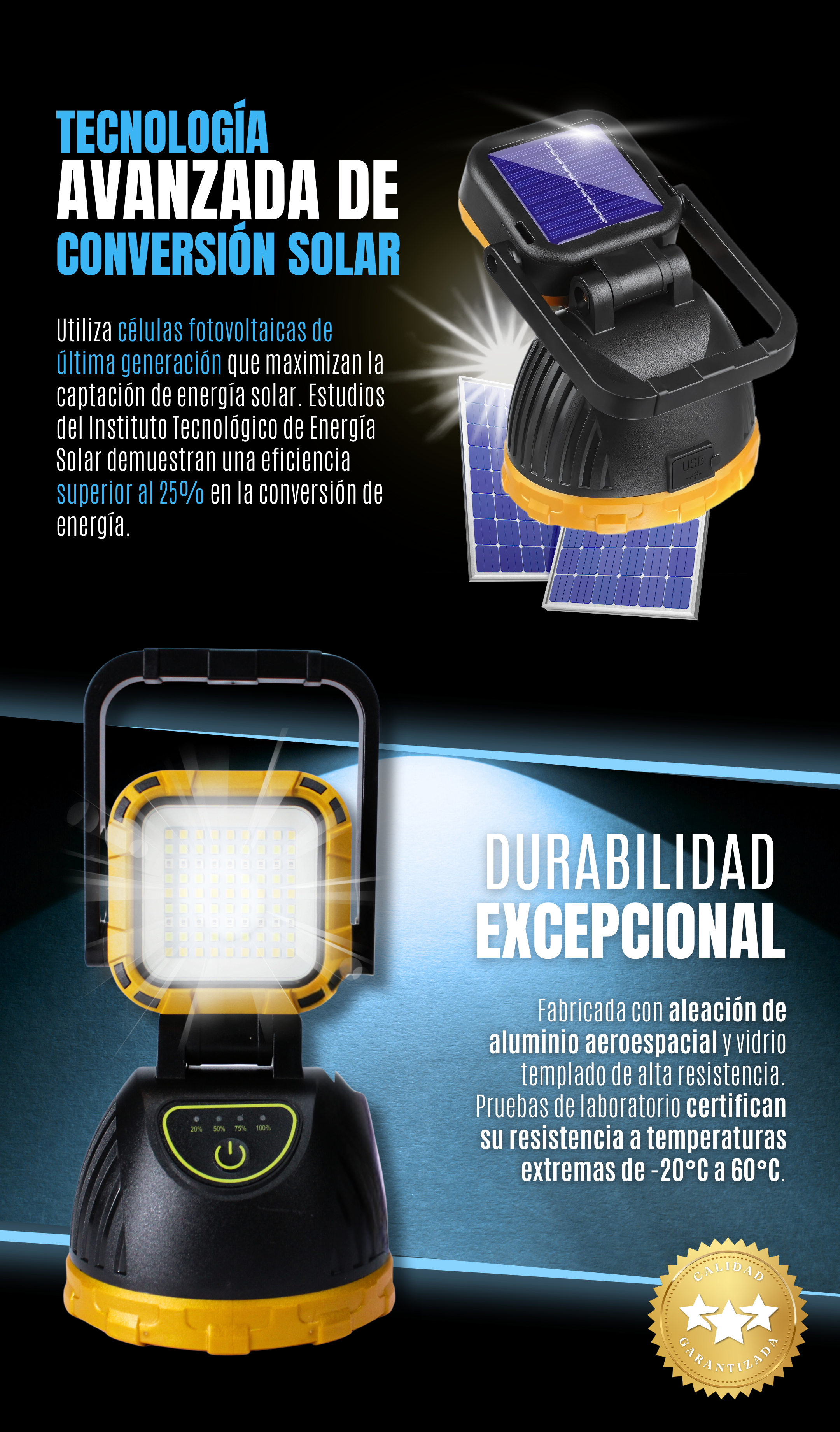 Linterna solar para camping
