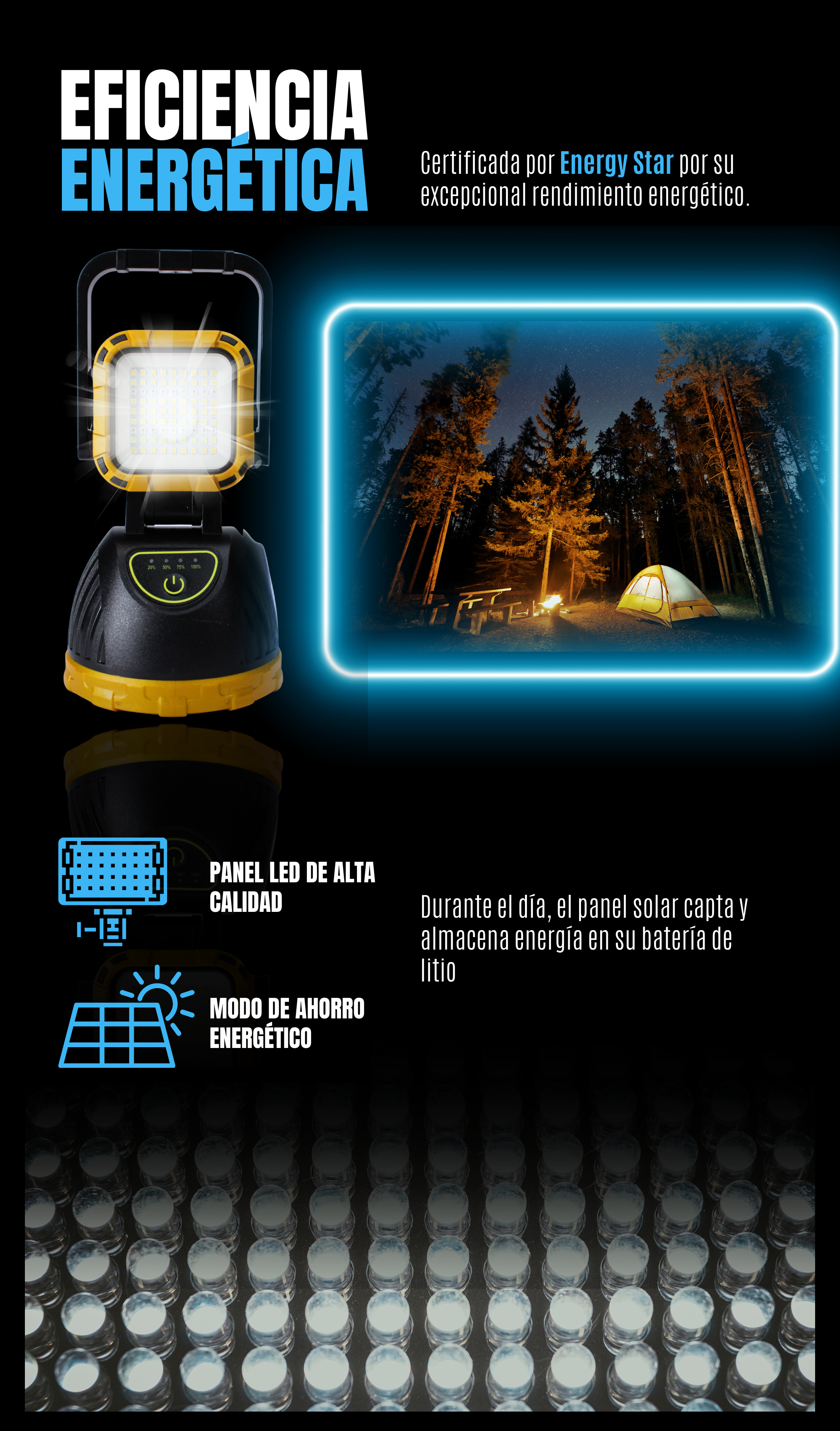 Linterna solar para camping
